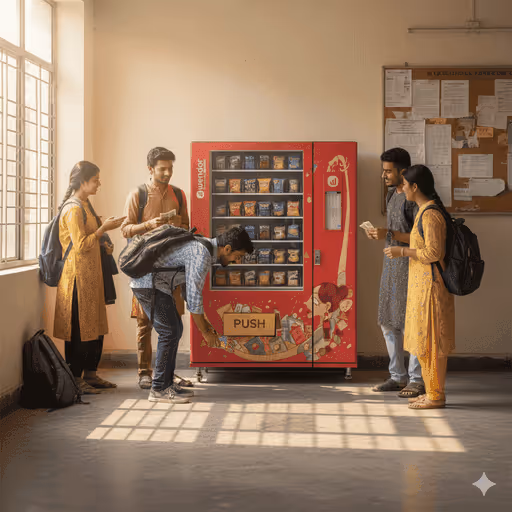 Students using a vending machine on campus
