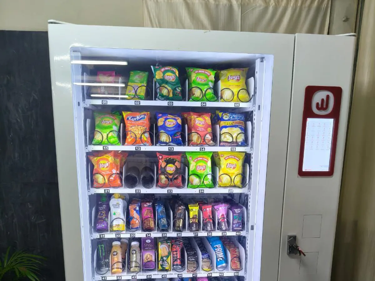 Rugged cashless reader on a vending machine in a large warehouse fleet environment