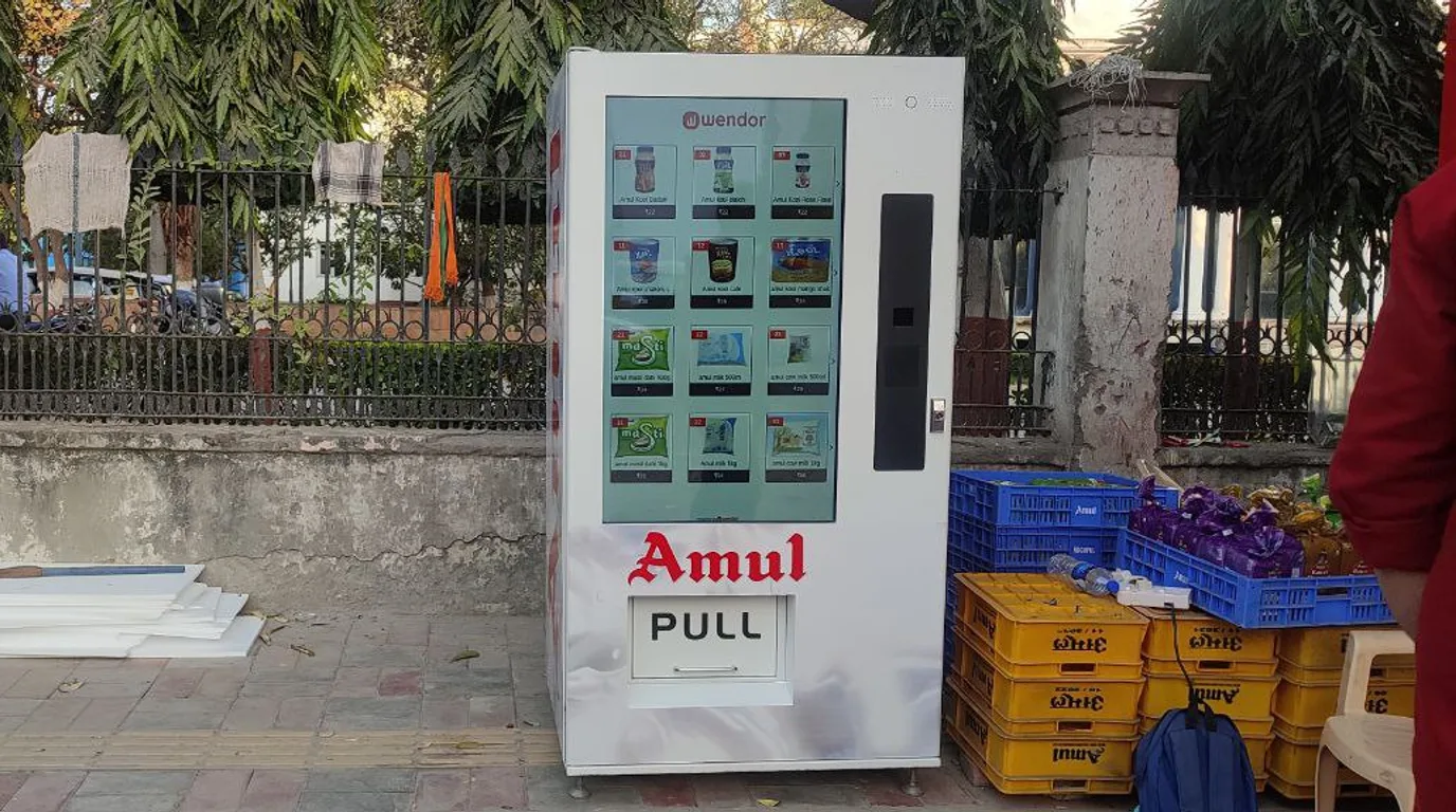 Vending machines in a school, airport terminal and hospital representing large contracts.