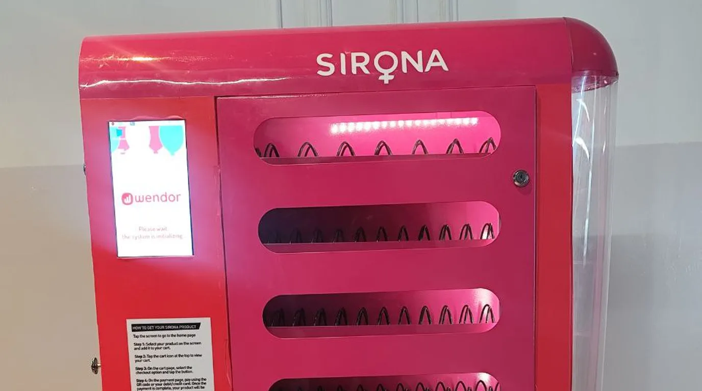 Interior view of a vending machine power switch on the inner door wall