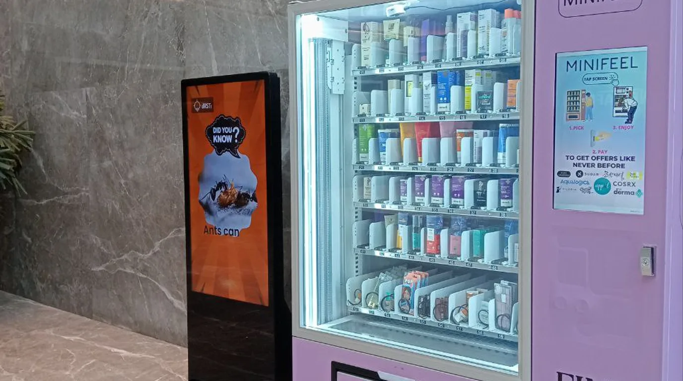 Three reverse vending machines of different sizes shown side by side