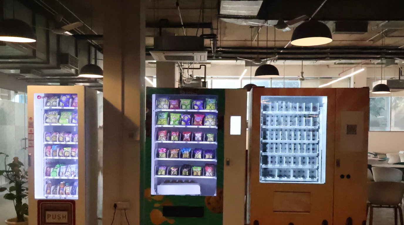 Smart vending machine with UPI contactless payment representing the future in India