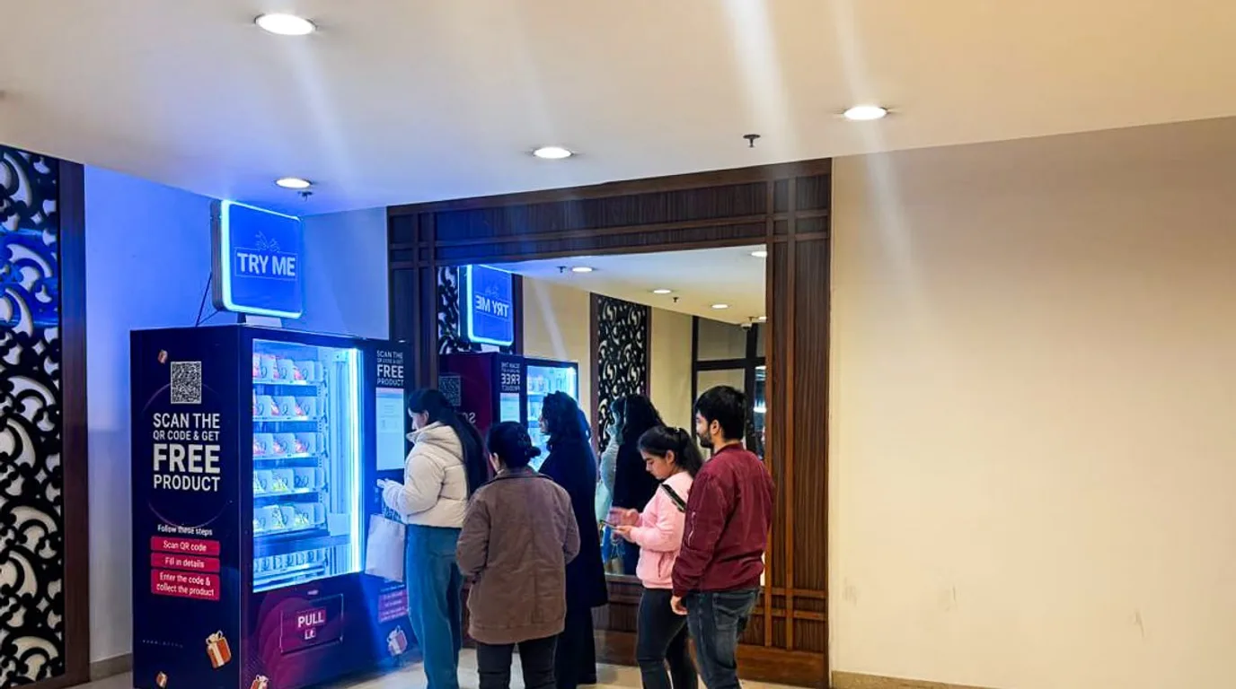 Modern Texas city scenes with sleek vending machines in plazas