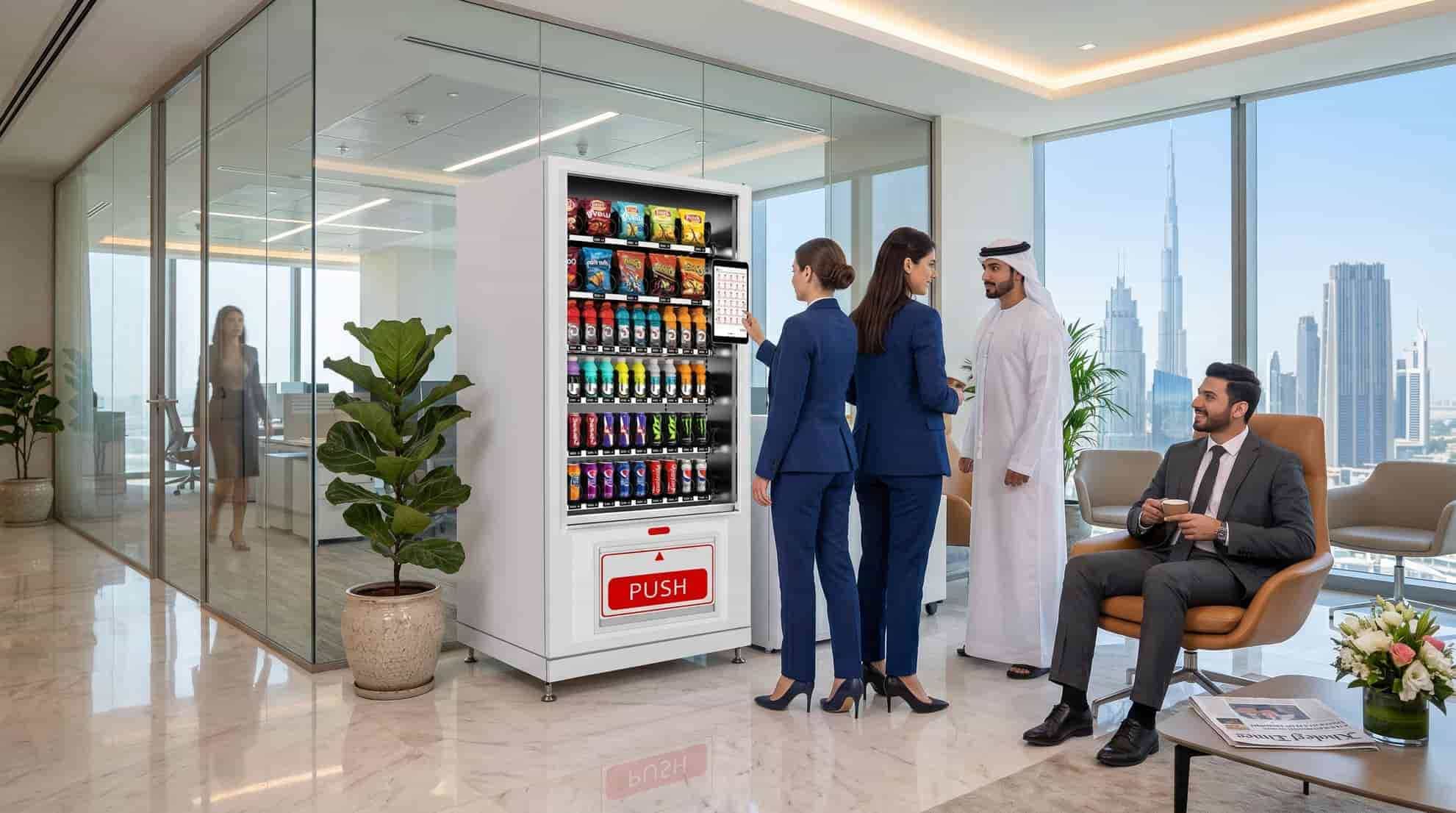 Office teams using an unattended vending machine
